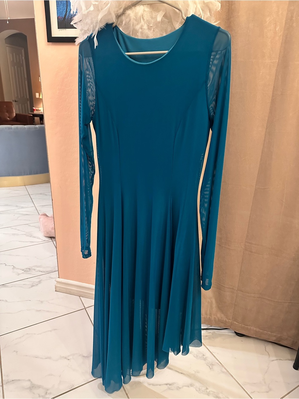 Blackmilk Teal Long-Sleeve Mesh Art Director Dress
